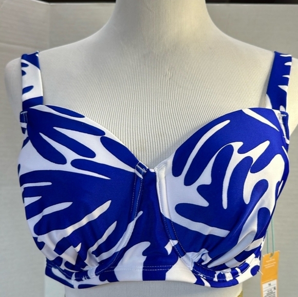 Kona Sol, NWT Womens Bikini Top and Bottom Swimsuit Blue/White Set - Picture 1 of 13